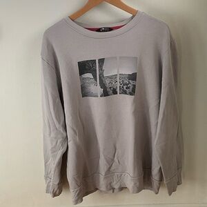 The North Face Cream Crewneck Sweatshirt with Red Trim